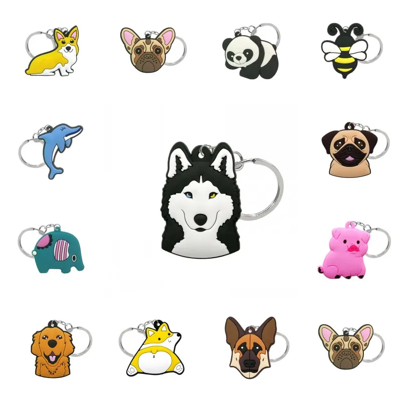 

1 шт. ПВХ новый брелок для ключей кавайная собака лягушка Кот утка брелок аниме животное искусство для мужчин женщин сумка брелок для автомо...