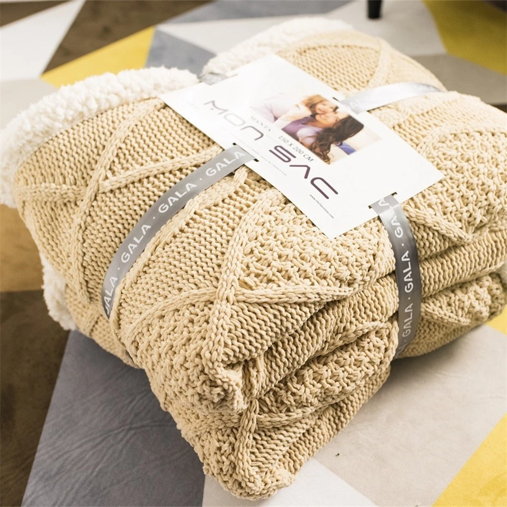 Скандинавские одеяла кашемировые двухслойные скрученные вязаные покрывала для