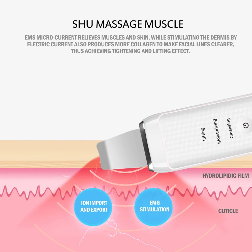 Ультразвуковой Массажер Для скруббера кожи прибор для глубокой чистки лица Уход