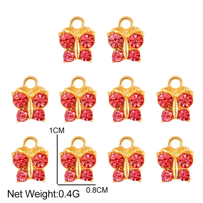 

Gold Color Alloy Mini Cute Crystal Butterfly Charms 10Pcs Shiny Rhinestone Inscet Pendant For DIY Butterfly Earring Accessories