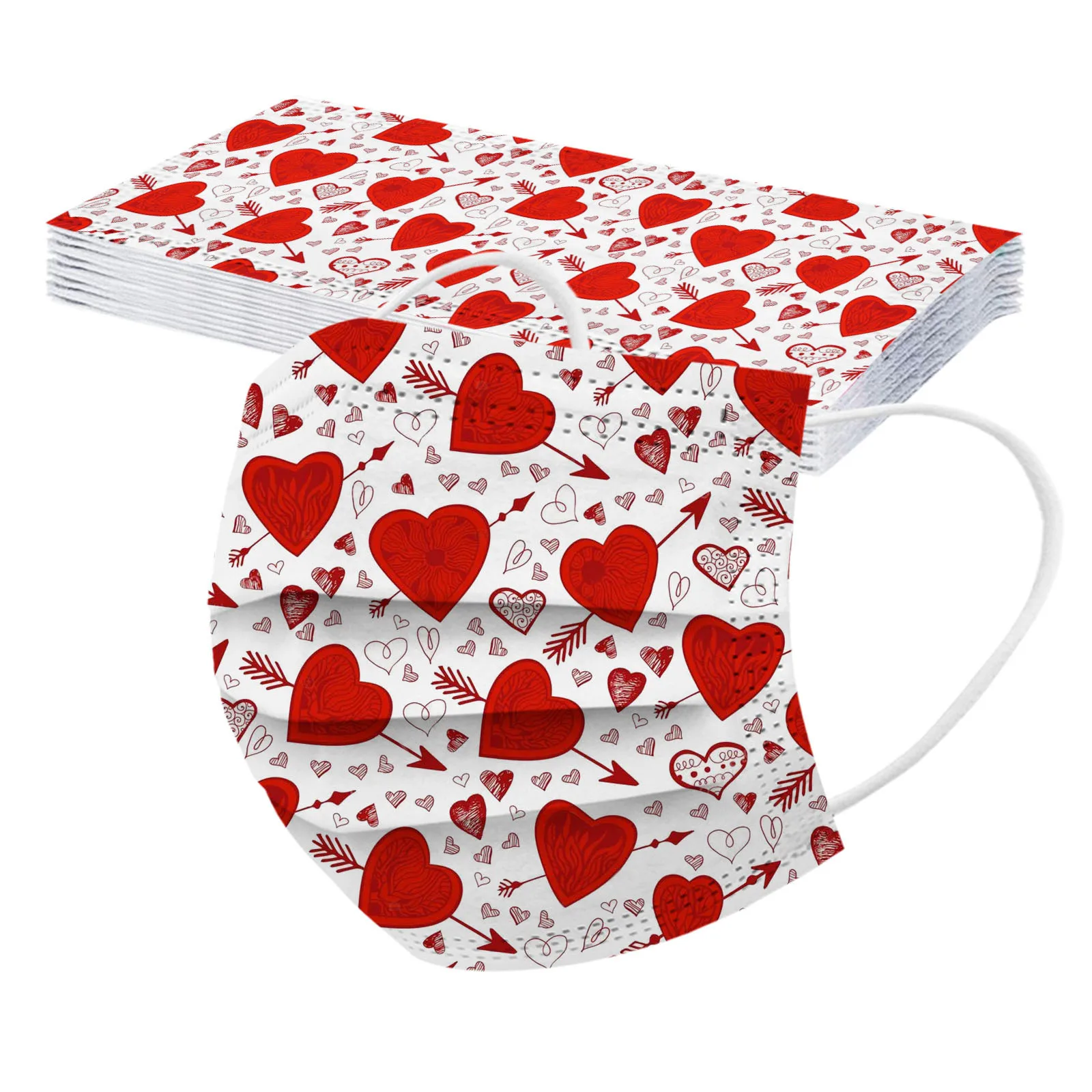 

10/50pcs Adult 3ply Protective Face Mask Halloween Cosplay Disposable Valentine's Day Hearts Dustproof Mask Anti-pollution Masks