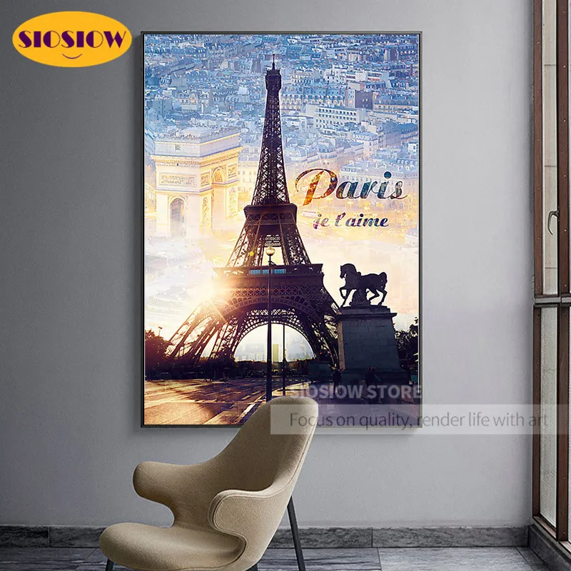 Алмазная живопись 5D сделай сам картина с изображением Эйфелевой башни пейзажа