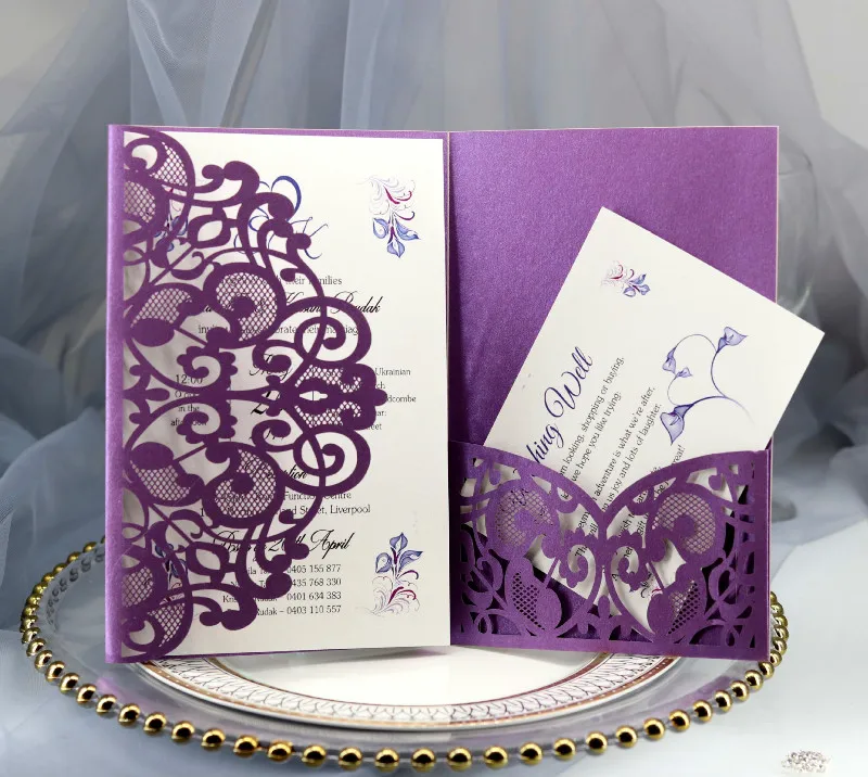 

Business Invitation Laser Cutout Lace Wedding Holiday Card Birthday Baptism Wedding Party Invitation Openwork Cover