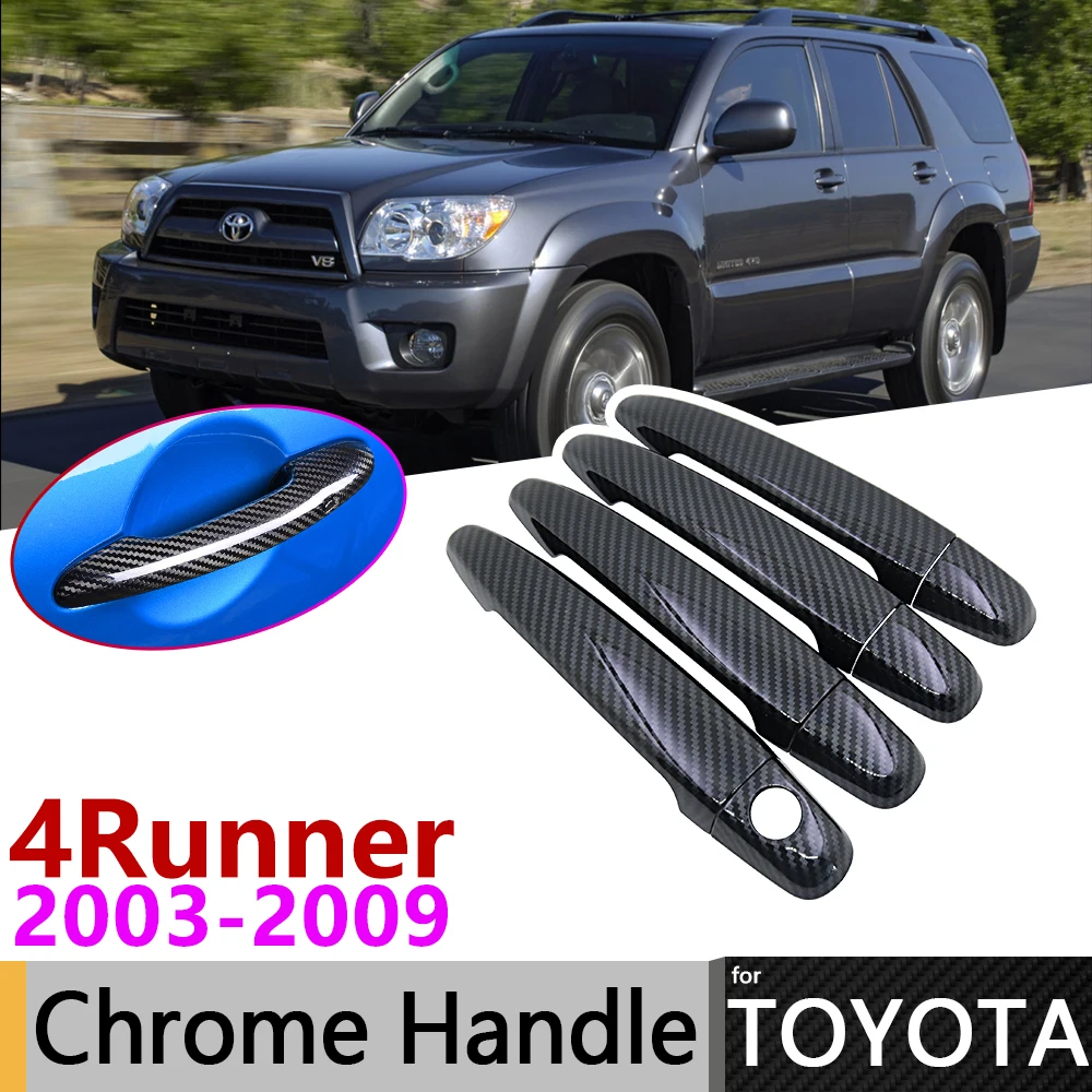 Черное углеродное волокно дверные ручки крышки для Toyota 4runner Hilux Surf N210 2003 ~ 2009 2004 2005