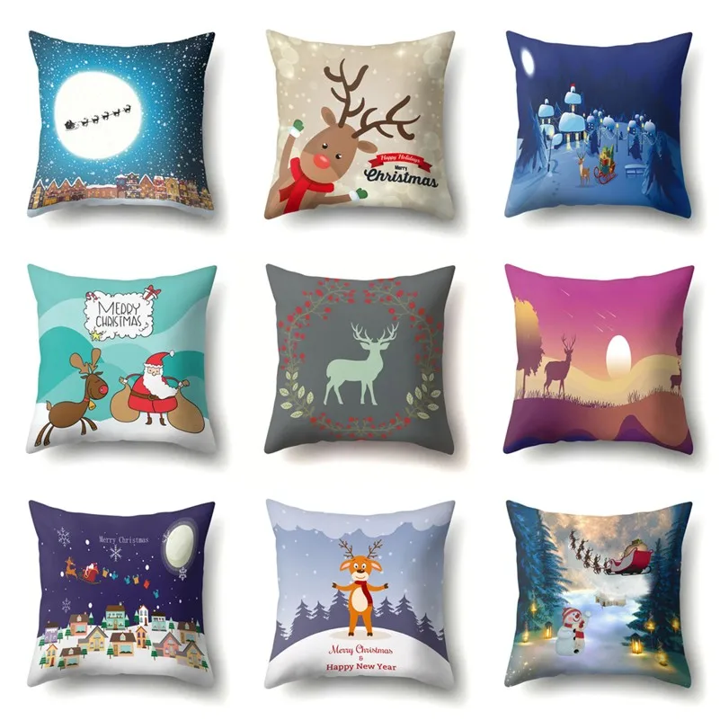 

45x45cm Christmas Pillow Case Home Decoration Cushion Cover Christmas Decorative Pillows Covers Sofa Living Room Pillowcase Xmas
