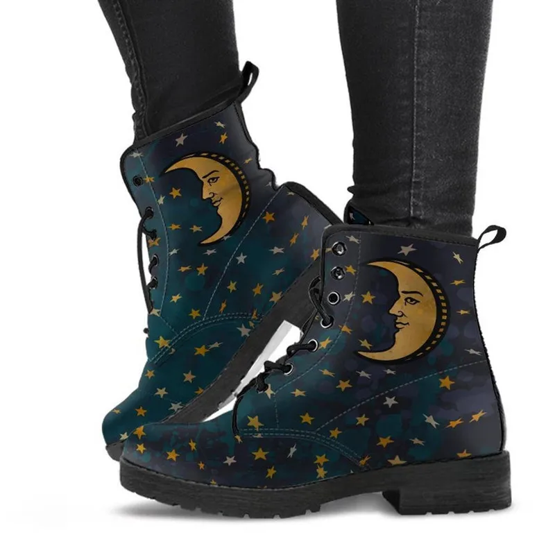 

Сапоги для снежной погоды для женщин, мото-Череп Pansy, обувь на высоких каблуках, винтажные кожаные ПУ, теплые, зимние