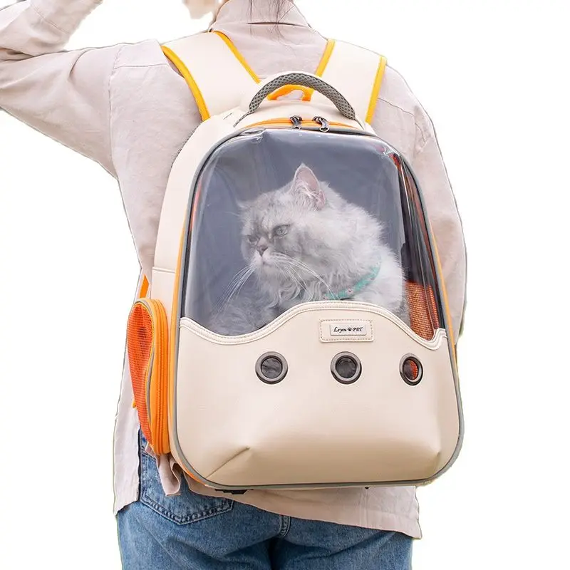 

Carrier for Cat Portable Outdoor Travel Pet Bag Transparent Shoulder Bag Small Dogs Backpack Large Space Breathable Mesh Cage