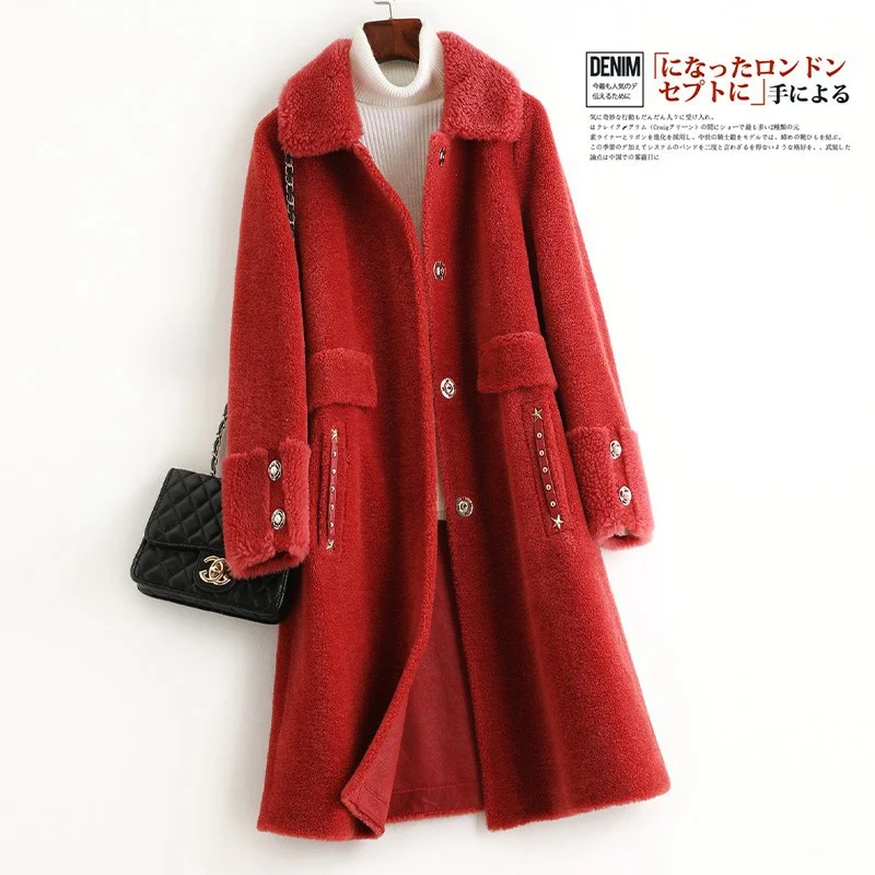 Шерстяное меховое пальто женская верхняя одежда на осень и зиму LF2153 | Женская