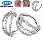 Серьги-кольца из титана G23 для пирсинга, ювелирные украшения с откидным сегментом, с цирконием, с 3 вентиляторами, с перфорацией, хрящевая спираль