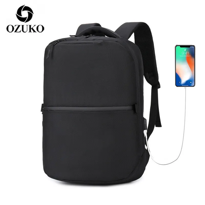 OZUKO, новинка, повседневный деловой рюкзак, рюкзак для ноутбука, мужской, 1680D, Оксфорд, USB зарядка, рюкзак для путешествий, Противоугонный, водонепроницаемый, на молнии