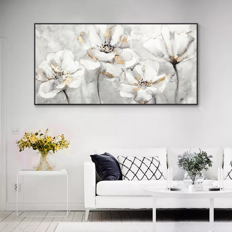 Домашний плакат печать на холсте картина с белыми и золотыми современными