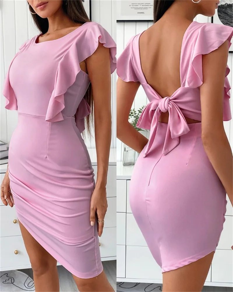 

Factory Wholesale Customized New Sexy Backless Crew Neck Female Dress Party Dresses for Women 2021 Women's Elegant Casual