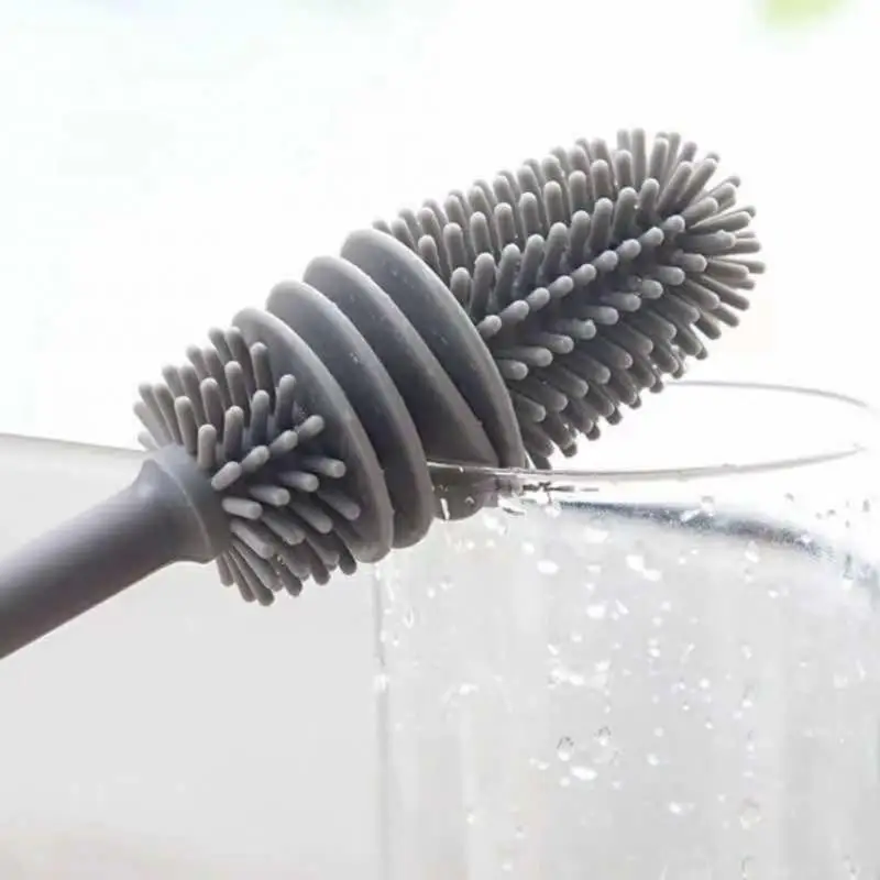 

Long Handle Soft Silicone Glass Cup Brush Water Bottle Wineglass Cleaning Brush Tool Practical Kitchen Clean Small Brush New