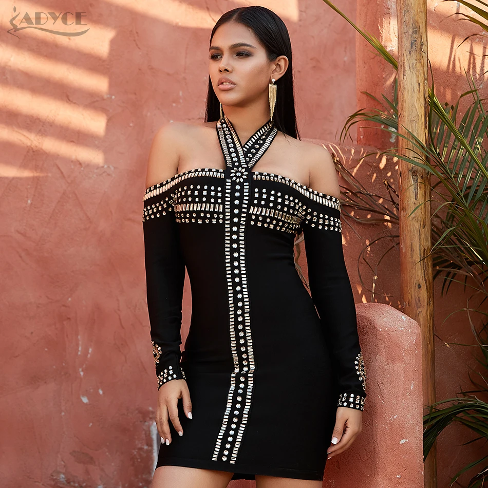 Adyce 2021 Новое весеннее Клубное Бандажное платье с открытыми плечами женское