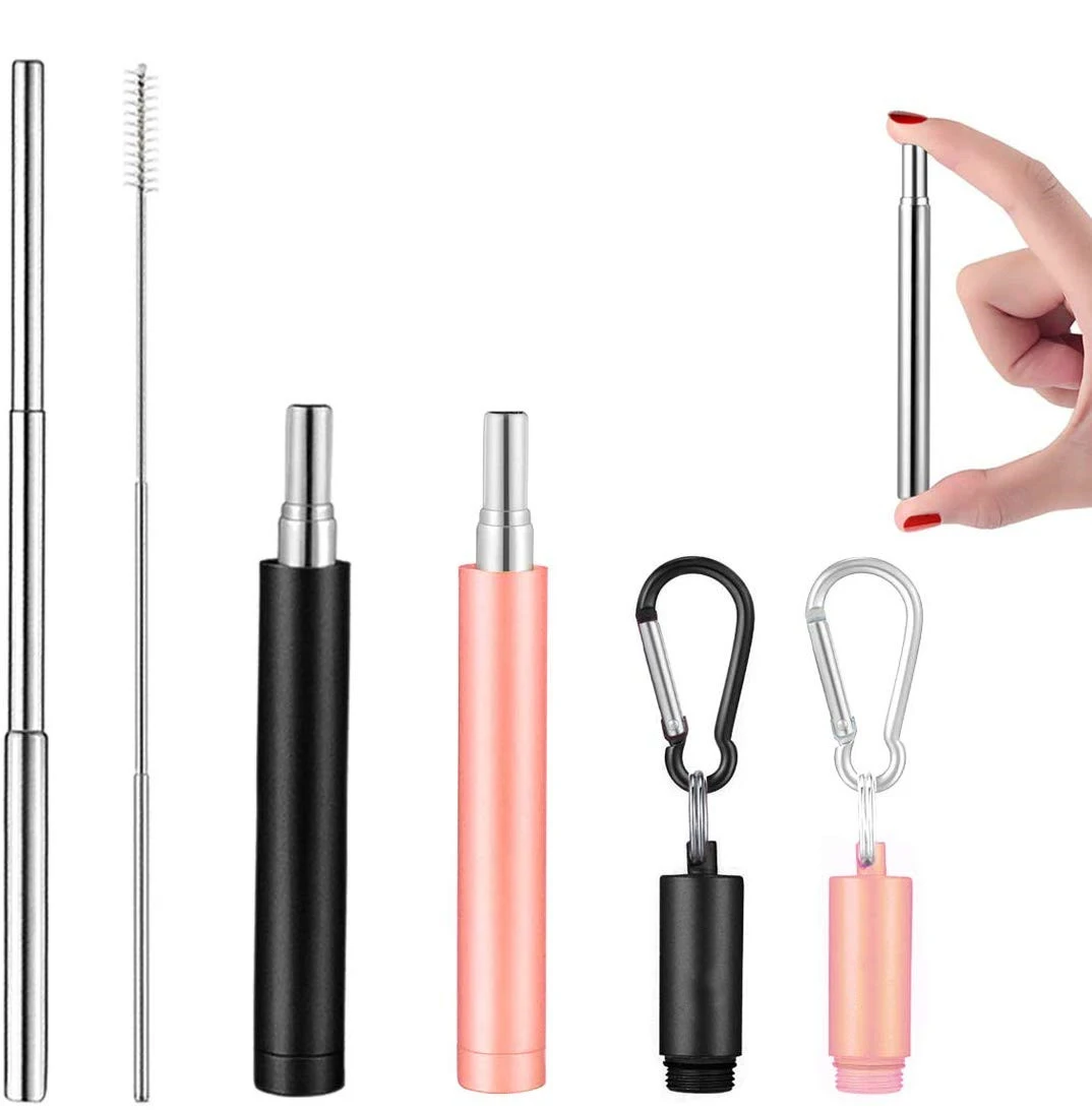 Телескопическая металлическая пивная соломенная Складная Многоразовые соломы