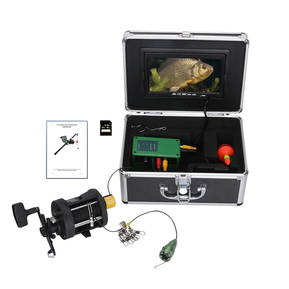 

Aluminum alloy Underwater Fishing Video Camera Kit 6W IR LED Lights with 7" Inch HD Color Monitor Sea wheel 15m Cable