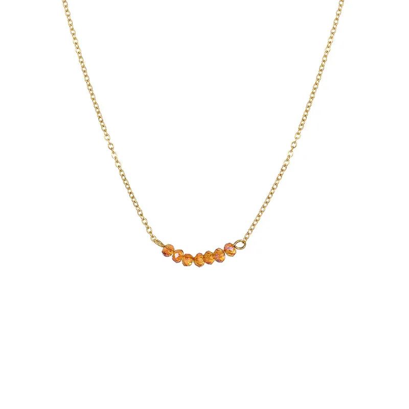 

Stainless Steel Decoration Necklace New Accessories Simple Handmade Beaded Crystal Item Chain pearl choker