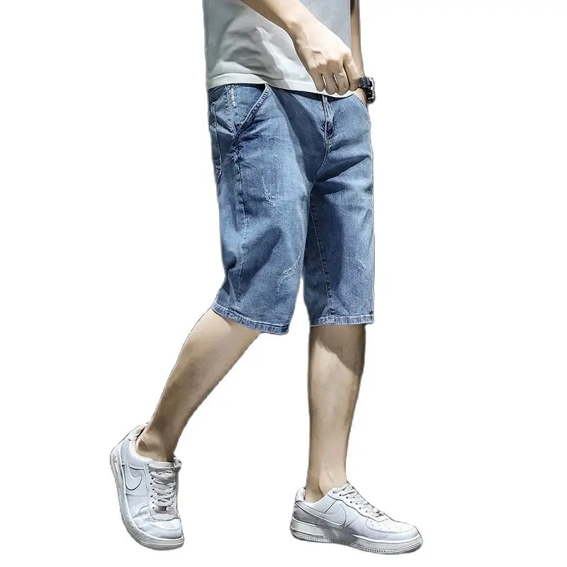 

Men's Casual Shorts Straight Male Thin 2021 Summer Loose 5 Minutes Of Pants Popular Logo Han Edition Tide Cowboy