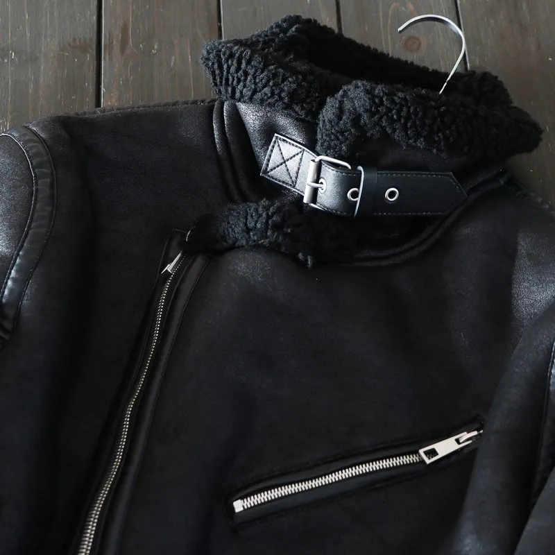 Streetwear Mens Pu Leather Classic Zipper Thicken Motorcycle Bikers Jacket Winter Fleece Lining Outerwear Vintage Pilot Jackets leather bomber