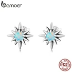 Женские серьги-гвоздики Bamoer, серьги-гвоздики из стерлингового серебра 925 пробы с блестящим опалом