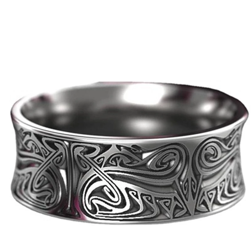 

New Design Retro Antique Silver Color Rings Rotate Carving Flower Gothic Vintage Rock Punk Personality Jewelry For Men And Women