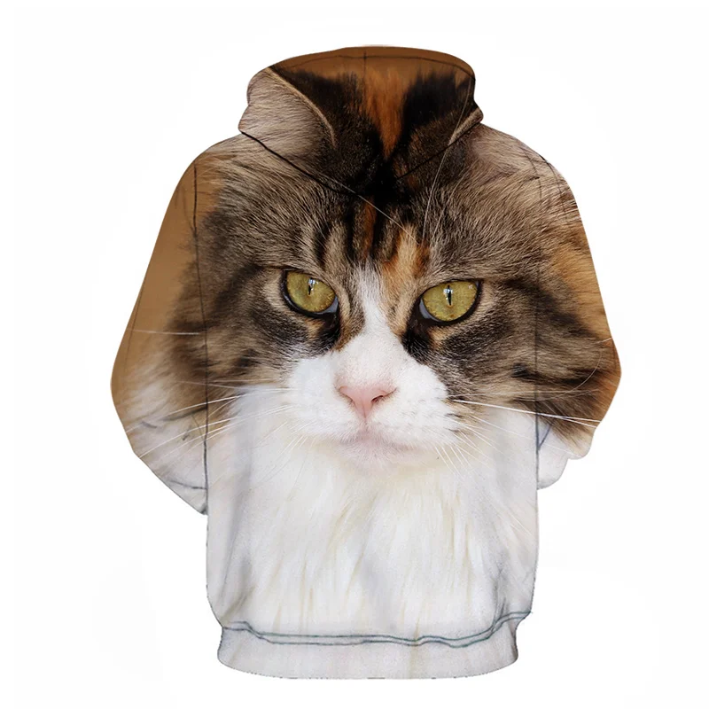 Толстовки с капюшоном для мужчин и женщин рисунком животных кошек качественные