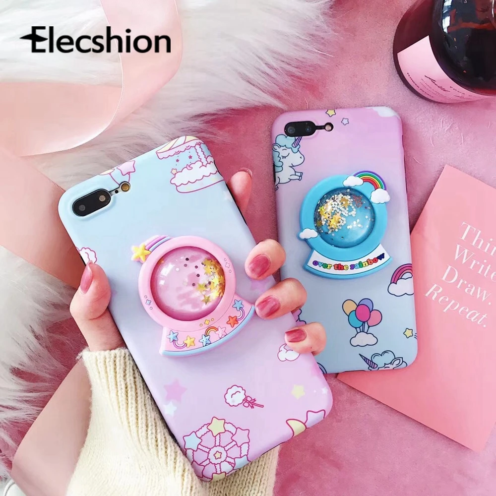 Unicorn Glitter Case For iPhone XR Xs Max Cover Quicksand Coque 7 8 Plus 6 6s Cases Cartoon Soft Bumper Shockproof |