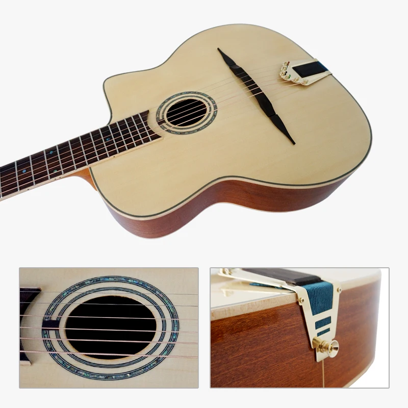 Aiersi brand professional Handmade Selmer Style Acoustic Gypsy Jazz Guitar With free case and strap |