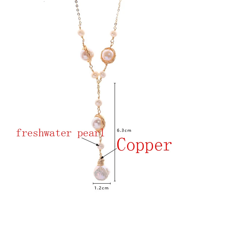 

2020 New Long Chain Pendant Necklace For Women White Natural Freshwater Baroque Pearl Exquisite Jewelry Gift Party Accessories