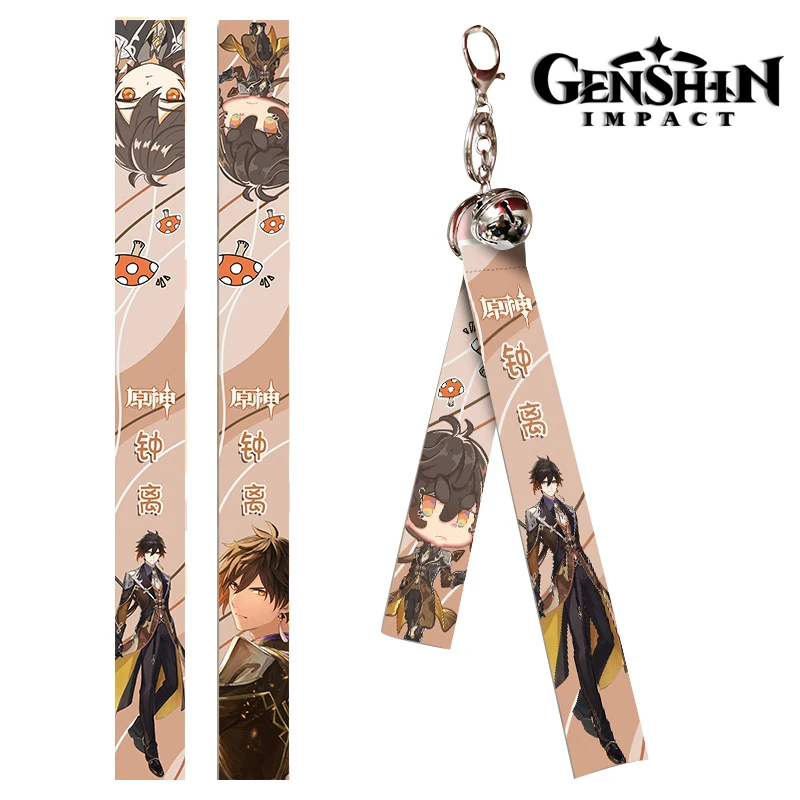 

Genshin Impact Xiao Zhongli Klee Lanyard Pendant Keychain Cartoon Streamer Cosplay Mengpa Mondstadt Key Ring Fan Collection Gift