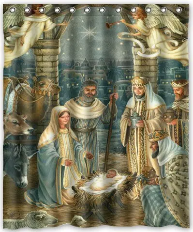 Рождественская елка Тройная душевая занавеска Wisemen|Шторы для душа| |