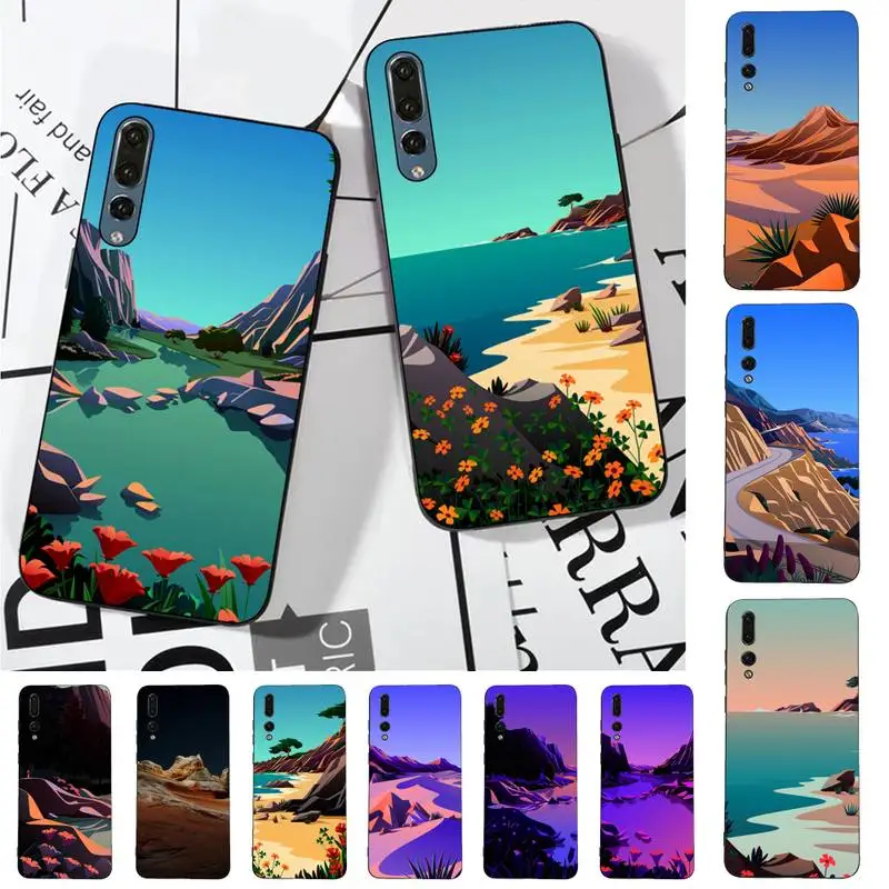 

TOPLBPCS Hand Painted Landscape Phone Case for Huawei P30 40 20 10 8 9 lite pro plus Psmart2019