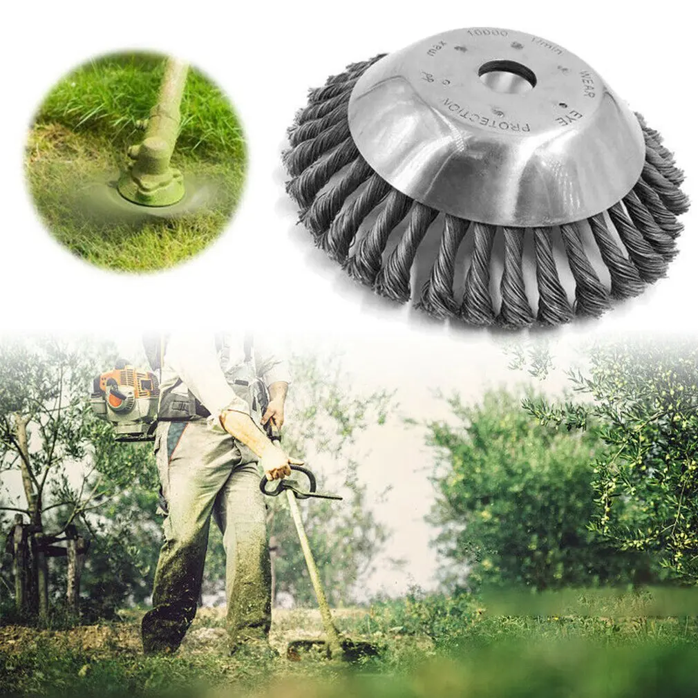 PR8-06 Steel Weeding Brush Sturdy Durable Bowl Type Twisted Wire Wheel Disc Machine Garden Tool |