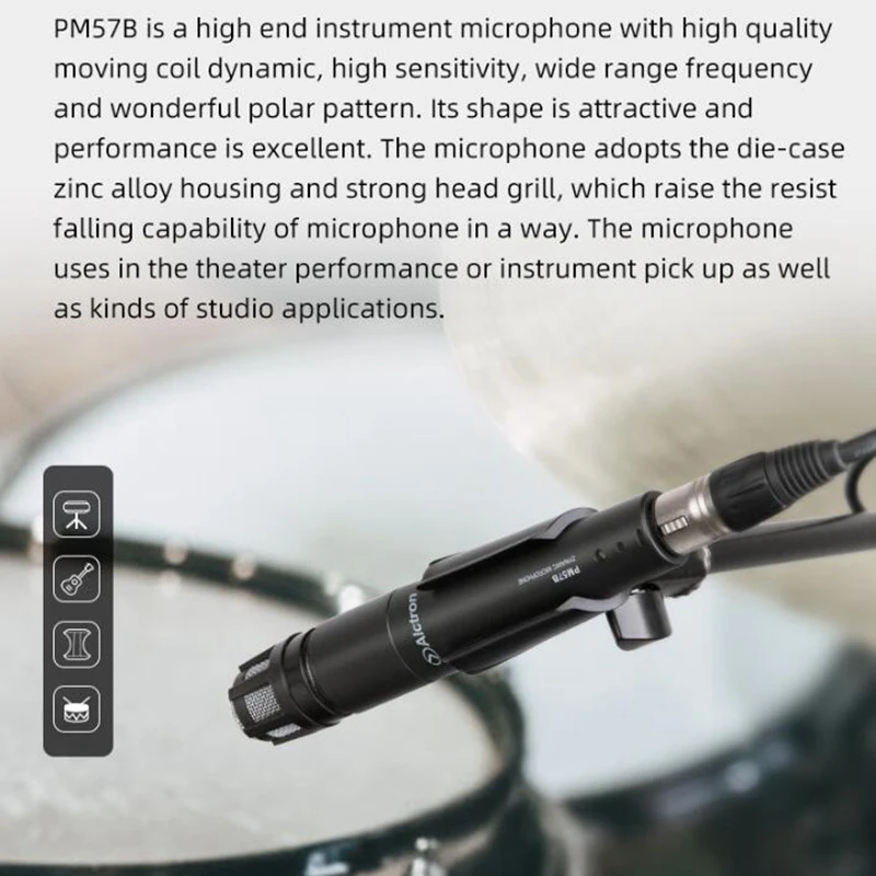 

Alctron PM57B Condenser Microphone Dynamic Hyper Cardioid Musical Instrument Microphone Vocal Studio Recording Mic