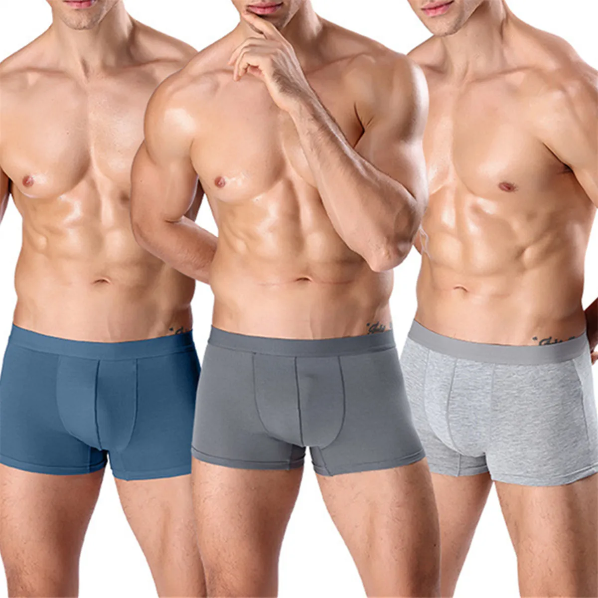 Однотонные серые боксеры шорты для мужчин хлопковые мужское нижнее белье