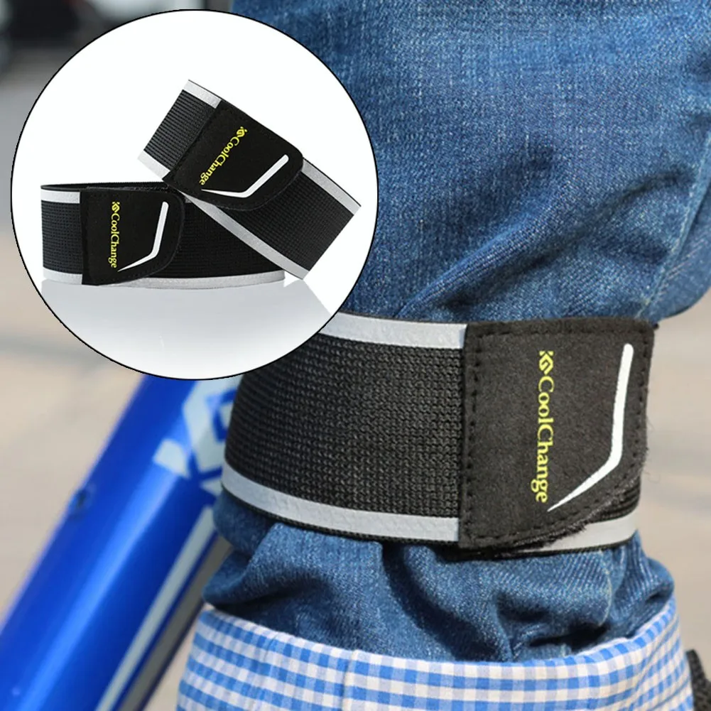 

2 Pcs Bicycle Safety Warning Wristband MTB Bike Bind Pants Hand Leg Strap Reflective Tape Outdoor Running Cycling Leggings Belt