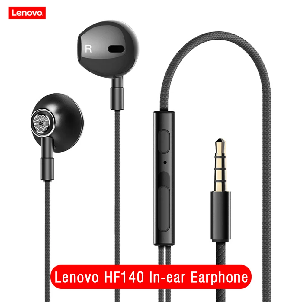 Проводные наушники Lenovo HF140 с разъемом 3 5 мм супербасы металлические