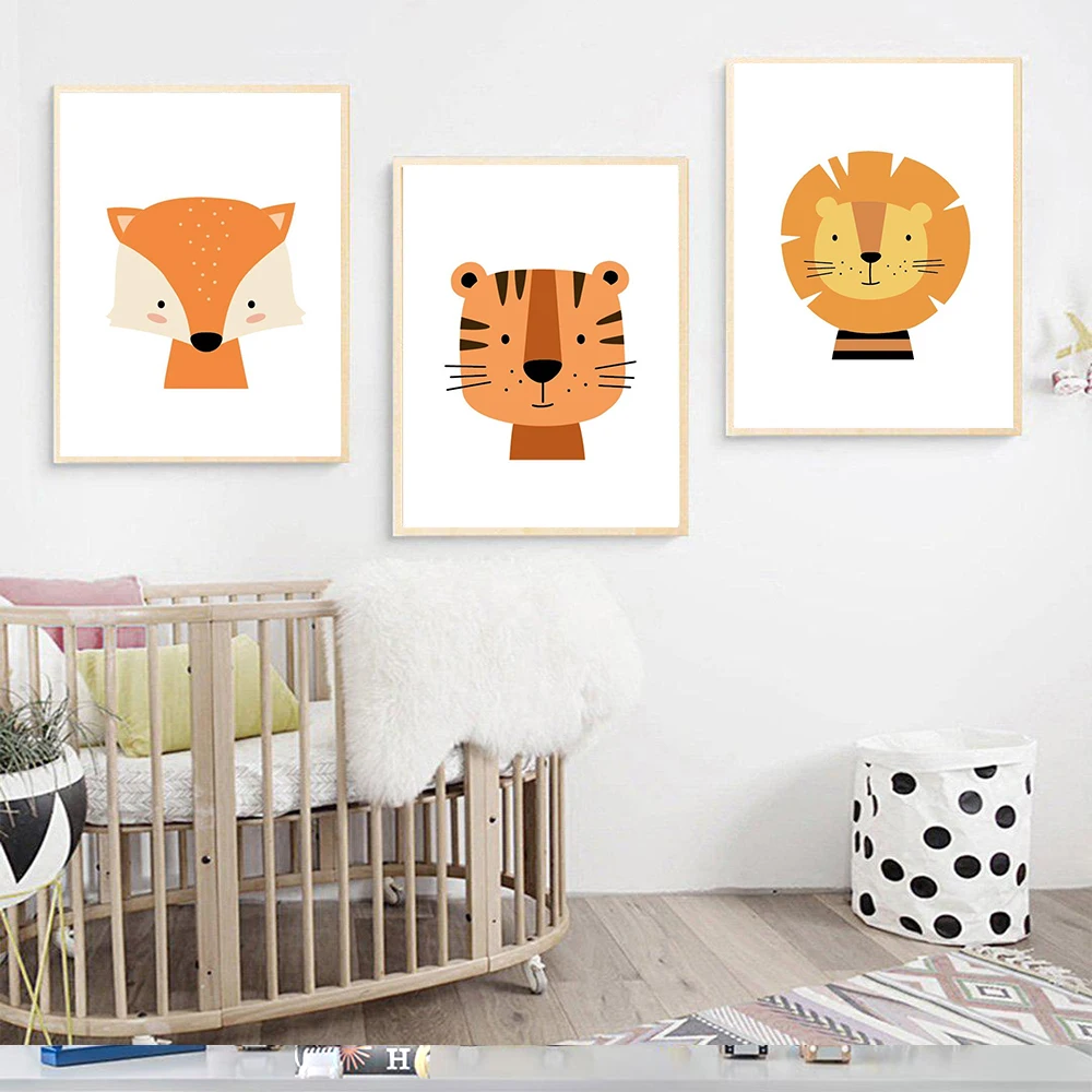 Nordic Cute Cartoon Forest Animal Canvas Painting Posters and Prints Wall Art Paintings for Baby Kids Bedroom Decor | Дом и сад