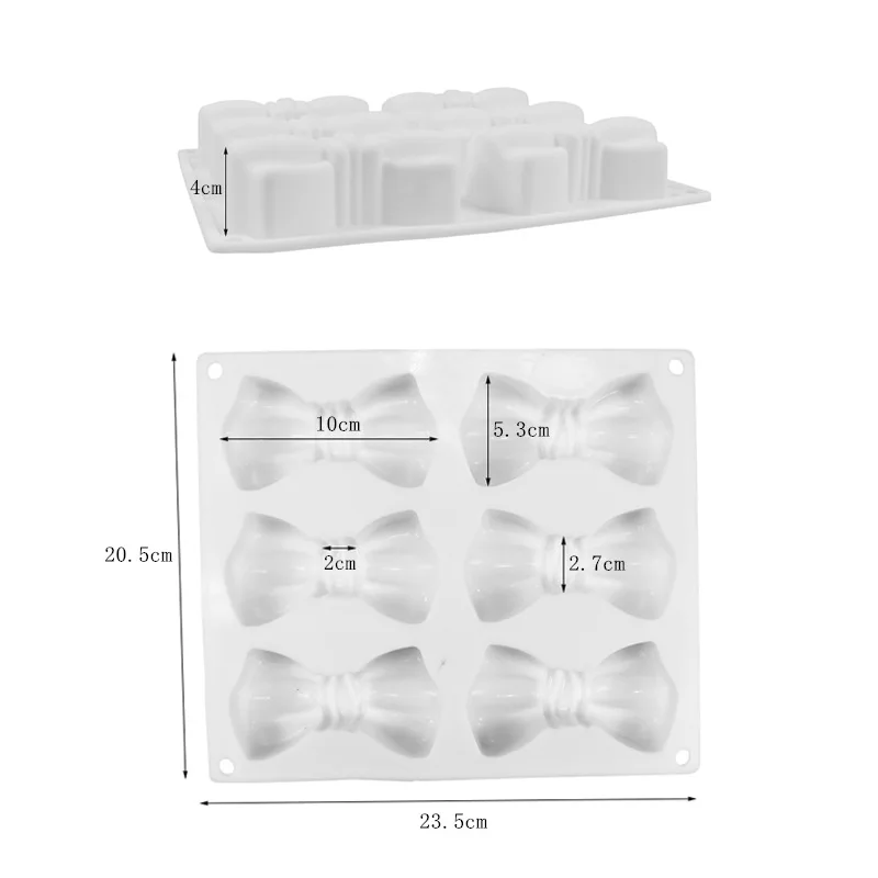 

6 Cavity Bow Knot Mousse Silicone Mold For DIY CupCake Jelly Chocolate Candy Pastry Dessert Bakeware Kitchen Accessories Baking