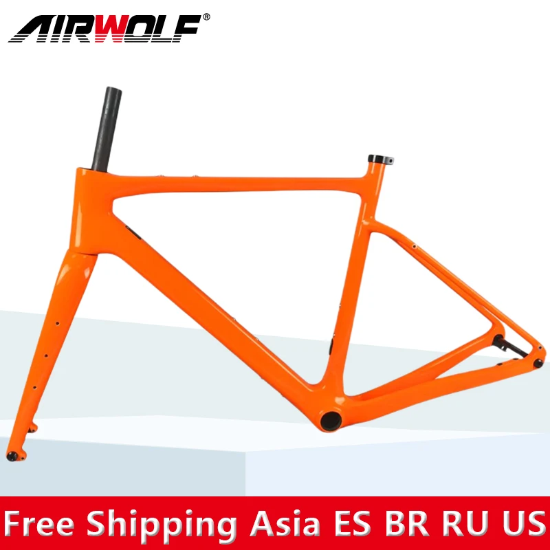 

Airwolf Carbon Frame 700C Gravel Bike Frameset Disc Brake Thru Axle 142*12mm Internal Cable Road Bicycle Frames 49 52 54 56 58cm