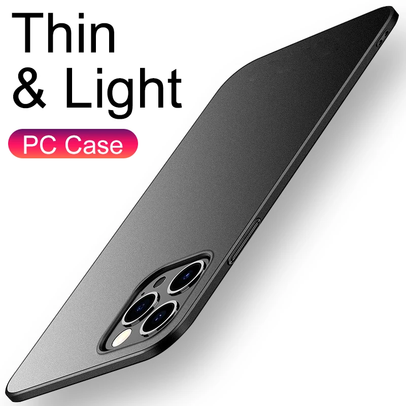 Ультратонкий Твердый чехол для iPhone 7 11 12 Mini Pro Xs Max X Xr 8 6s 6 Plus матовый однотонный Se