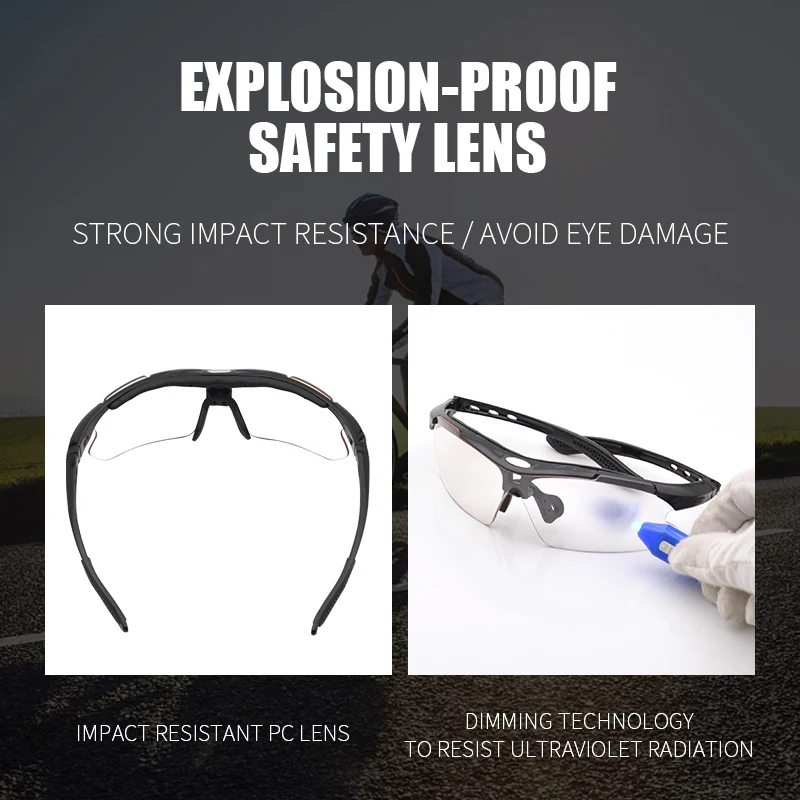 

Cycling Eyewear UV400 Polarized Photochromic Mountain Bike Sunglasses Men Bicycle Riding Goggles with Myopia Frame Sports Goggle