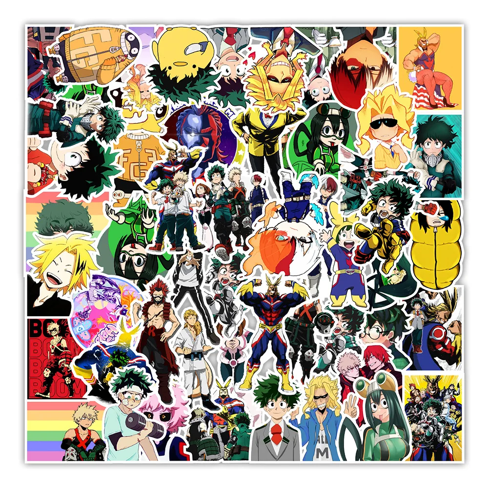 Pegatina de My Hero Academia para ordenador, pegatina impermeable de copa de agua para tel&eacute;fono, 10/30/50 Uds., venta al por mayor-0