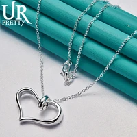 urpretty 925 sterling silver hollow heart necklace 1618202224262830 inch snake chain for woman party wedding jewelry