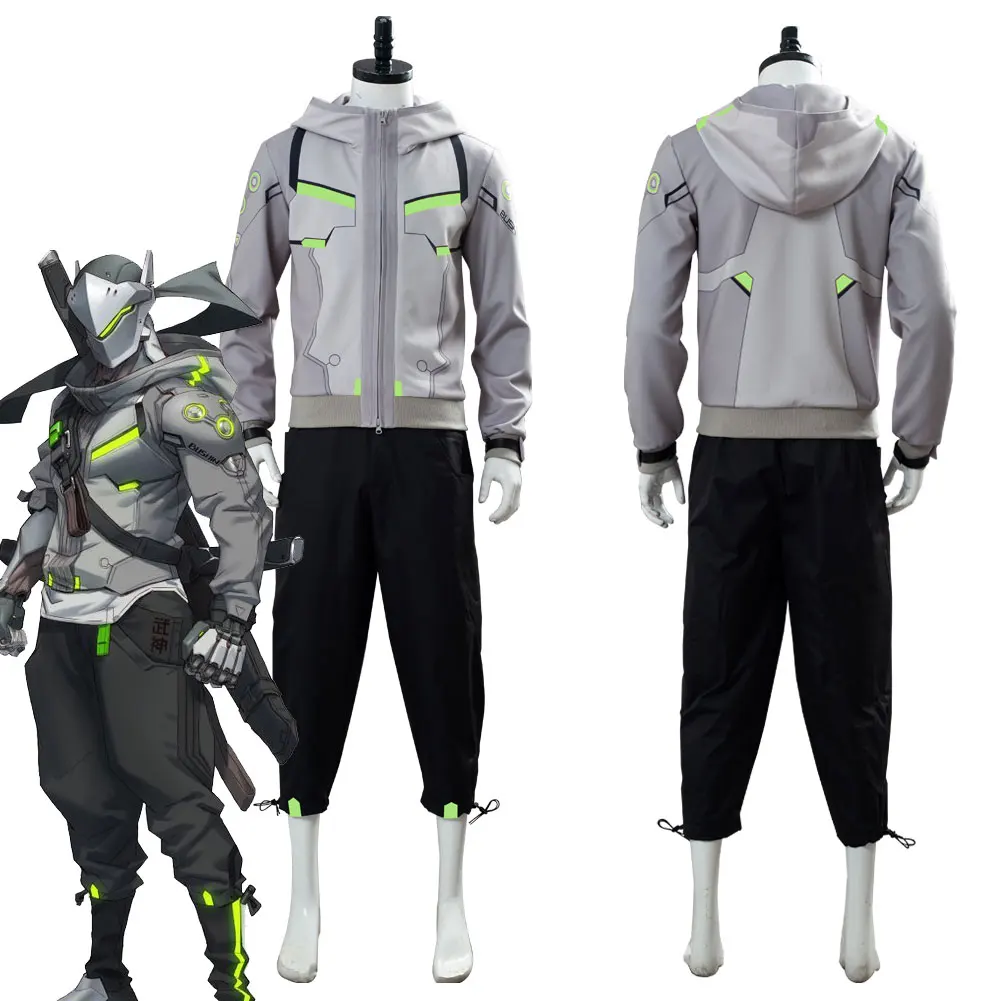 OW Косплей Гэндзи костюм Genji Толстовка Брюки Наряд ежедневный для взрослых женщин