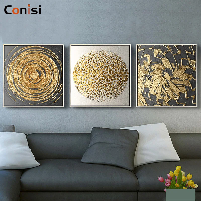 

Conisi Nordic Black and Yellow Pattern Poster Prints Modern Luxury Gold Foil on Canvas Painting Home Decor Bedroom Decoration