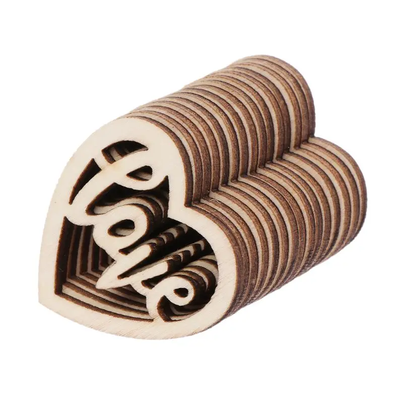 

15Pcs Wooden Love Table Confetti Scatter Vintage Rustic Wedding Party Decor Craft Scrapbook Decorations