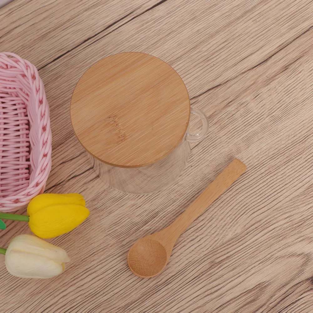 420 мл прозрачные Стекло банка с крышкой и ложка герметичный канистра Еда