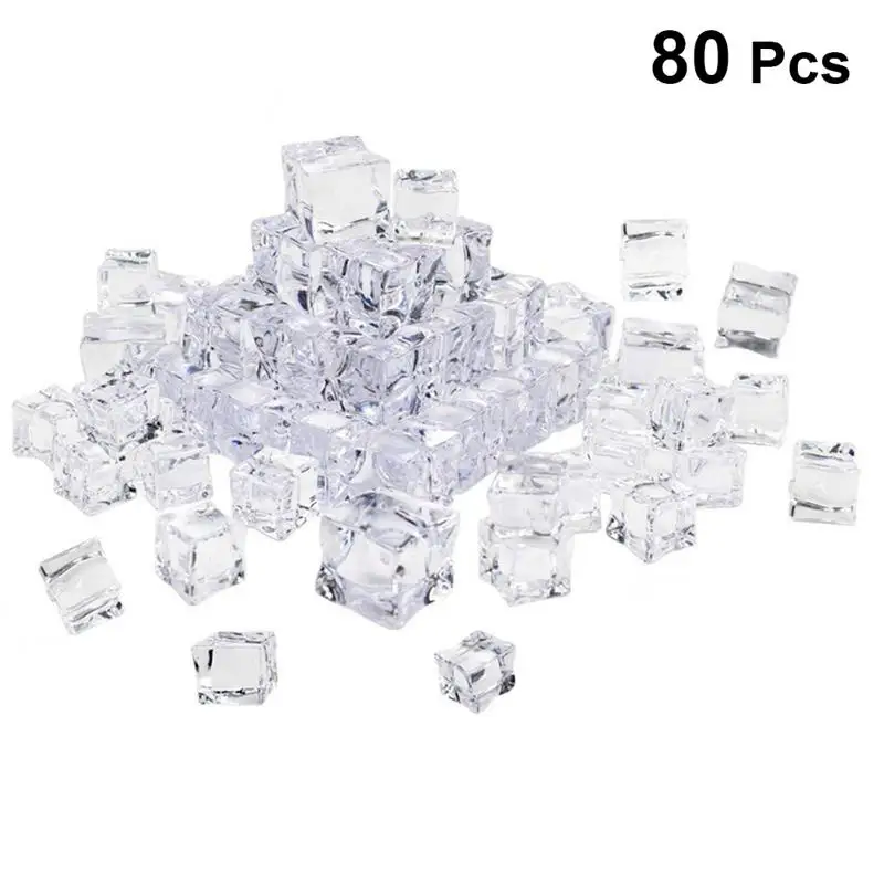 80 шт 20 мм кубики формы искусственные льда из акрила стеклянные ледяные