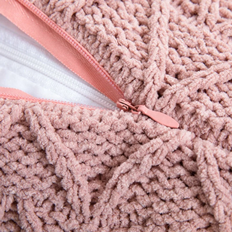 

New Soft Knit Cuhion Cover 45X45cm Solid Pillow Cove Pink Grey Cream Tassels Home Decoration Pillow Case Square